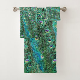 孔雀の羽，抽象芸術 – アクリルのパターン バスタオルセット