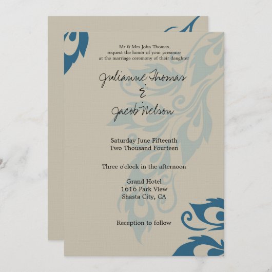 孔雀の羽 招待状 (正面/裏面)