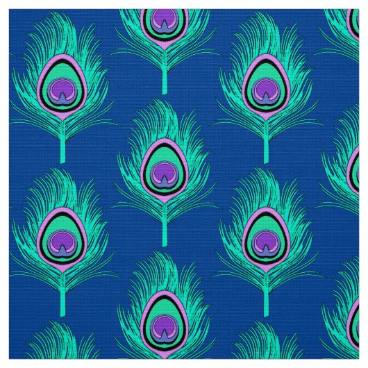 孔雀の羽、深いコバルトブルーの水 ファブリック (見本)