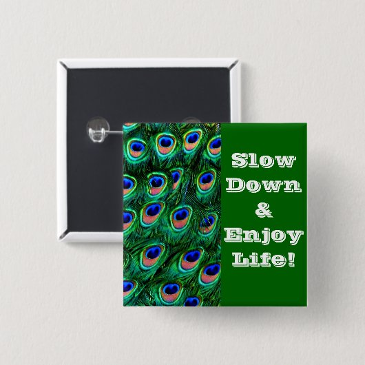 孔雀の羽_ 缶バッジ (正面&裏面)