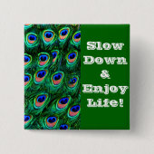 孔雀の羽_ 缶バッジ (正面)