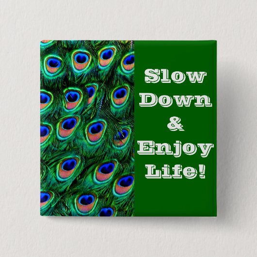 孔雀の羽_ 缶バッジ (正面)