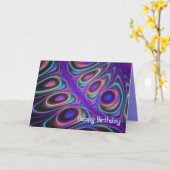 孔雀の羽、装飾ファンタジー誕生日カード カード (黄色い花)