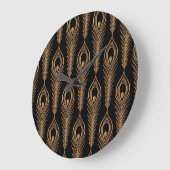 孔雀の羽、豪華な東洋のパターン。 ラージ壁時計 (傾斜)