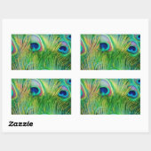 孔雀の羽 長方形シール (シート)