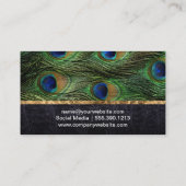 孔雀の羽,革,金ゴールドトリム 名刺 (裏面)