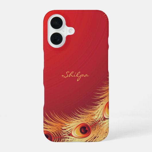 孔雀の羽 iPhone 16ケース (裏面)