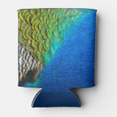 孔雀の羽IVカラフル抽象芸術自然 缶クーラー (正面)