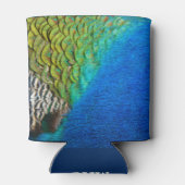 孔雀の羽IVカラフル抽象芸術自然 缶クーラー (裏面)