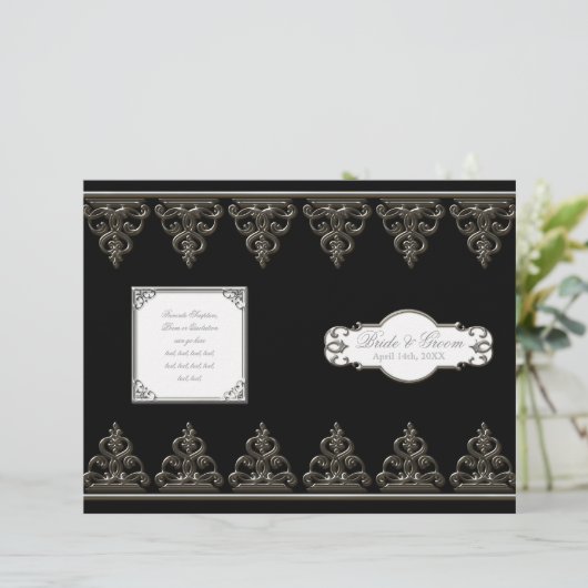 孔雀の羽n渦巻き – フォーマル結婚式 プログラム (スタンド正面)