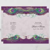 孔雀の羽n渦巻き – フォーマル結婚式 プログラム (正面/裏面)