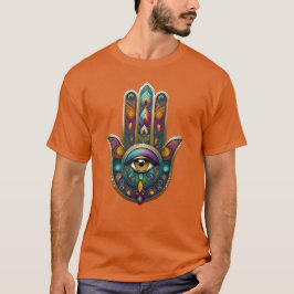孔雀の色彩 クジャクの手 ゴールドの第三の眼 Tシャツ