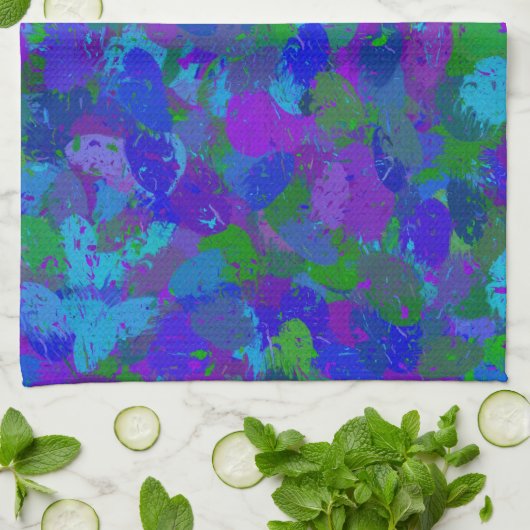 孔雀の色 キッチンタオル (折り畳み)