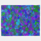 孔雀の色 フリースブランケット (正面(横))