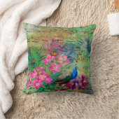 孔雀の花と音楽 クッション (ブランケット)