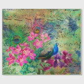 孔雀の花と音楽 ラッピングペーパー (フラット)