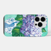 孔雀の花瓶のアジサイ iPhoneケース (裏面横)