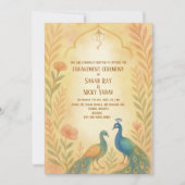 孔雀の花 インド ヒンズー教 婚約式 招待状 (正面)