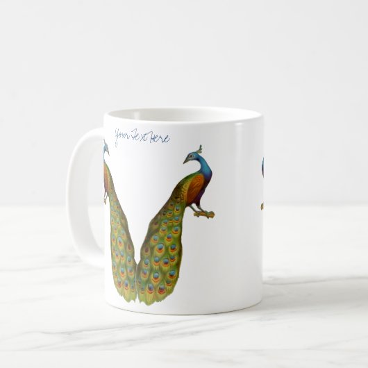 孔雀の芸術の鳥のカスタマイズ可能なマグ コーヒーマグカップ (正面左)