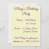 孔雀の芸術 水彩画の誕生日招待状 招待状 (裏面)