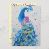 孔雀の芸術 水彩画の誕生日招待状 招待状 (正面/裏面)