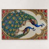 孔雀の華麗なバレンタインの愛の表現 ジグソーパズル (横)