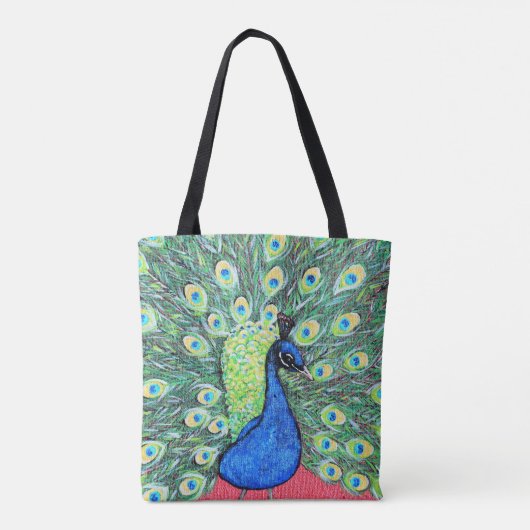 孔雀の表絵画示 トートバッグ (裏面)