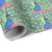 孔雀の表絵画示 ラッピングペーパー (ロールコーナー)