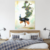 孔雀の誇りを持った求愛のディスプレーとカラフルして キャンバスプリント (インサイチュ (寝室))