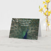 孔雀の誕生日 カード (黄色い花)