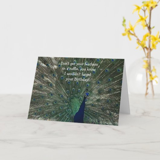 孔雀の誕生日 カード (黄色い花)