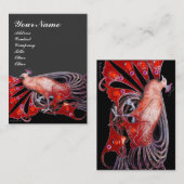 孔雀の赤い黒のダークグレー 名刺 (正面/裏面)