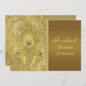 孔雀の金羽のブライダルシャワー 招待状 (正面/裏面)