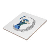 孔雀の銀のグリッターの月 タイル (側面)