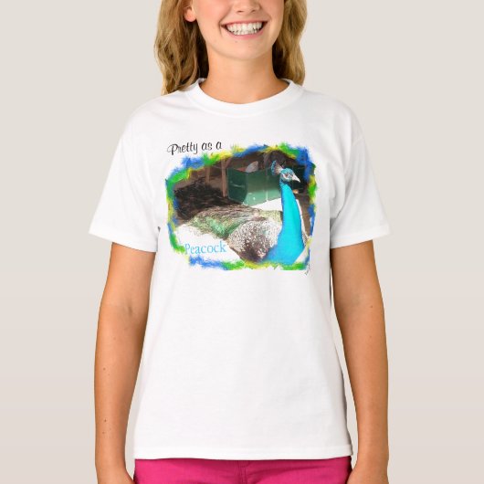 孔雀の青い羽根 Tシャツ (正面)