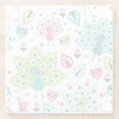 孔雀の鳥およびフクロウ ガラスコースター (裏面)