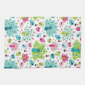 孔雀の鳥およびフクロウ キッチンタオル (横)