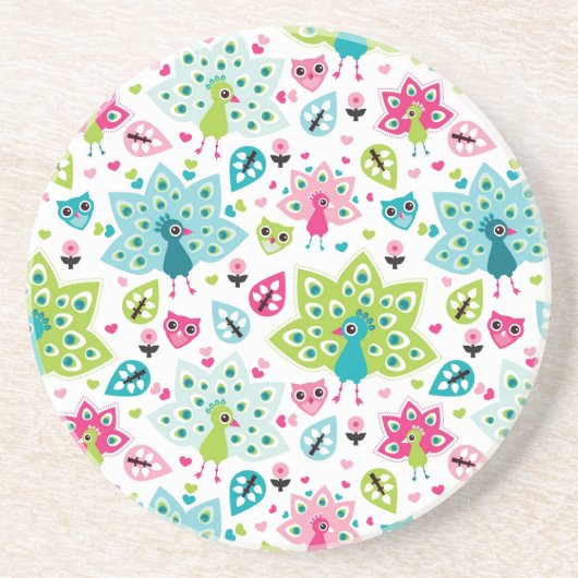 孔雀の鳥およびフクロウ コースター (正面)