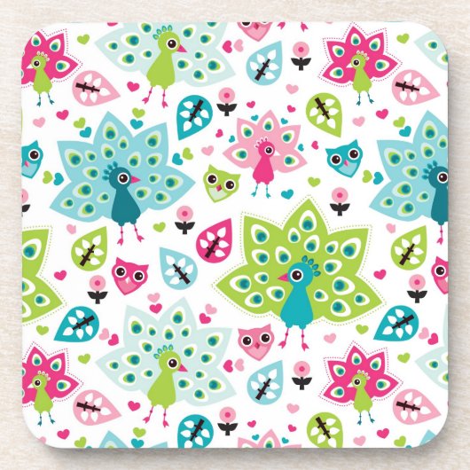 孔雀の鳥およびフクロウ コースター (正面)