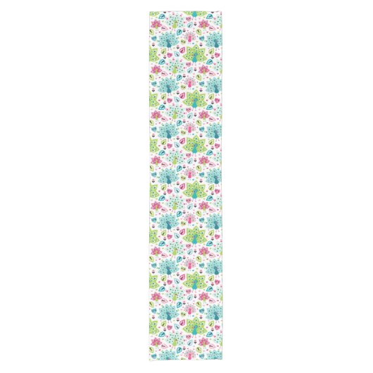 孔雀の鳥およびフクロウ ショートテーブルランナー (正面)