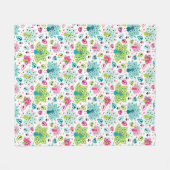 孔雀の鳥およびフクロウ フリースブランケット (正面(横))