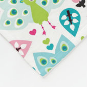 孔雀の鳥およびフクロウ フリースブランケット (角)