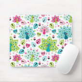 孔雀の鳥およびフクロウ マウスパッド (マウス)