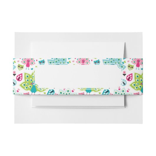 孔雀の鳥およびフクロウ 招待状ベリーバンド (正面例)