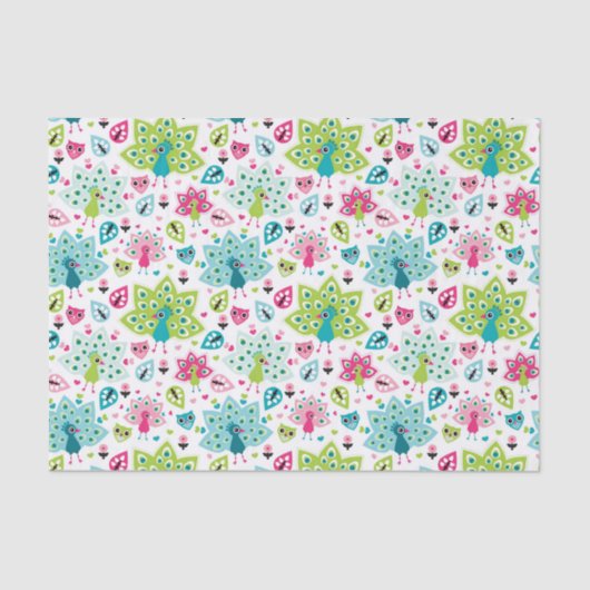 孔雀の鳥およびフクロウ 薄葉紙 (正面)