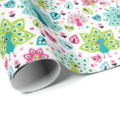孔雀の鳥とフクロウ ラッピングペーパー (ロールコーナー)