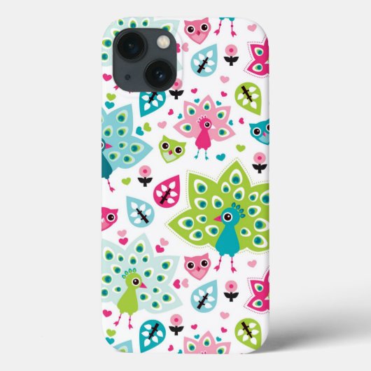 孔雀の鳥とフクロウ Case-Mate iPhoneケース (裏面)