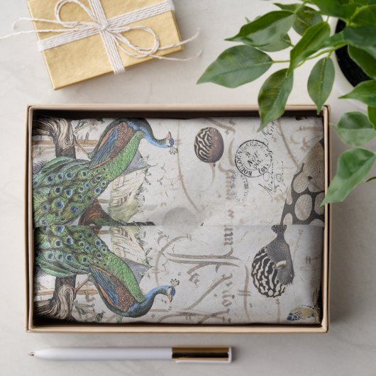 孔雀の鳥のウミガメのフグのフランス人の短命なもの 薄葉紙 (ギフト)