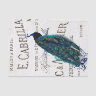 孔雀の鳥のフランスのスクリプトEphemera Decompage 薄葉紙