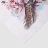 孔雀の鳥のフローラ水色 薄葉紙 (詳細)